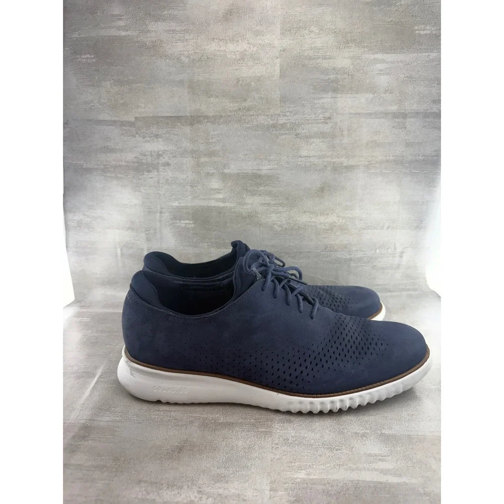 Cole Haan Zerogrand Wingtip Oxford Men Sz 12M Navy Blue Nubuck Shoes C23806